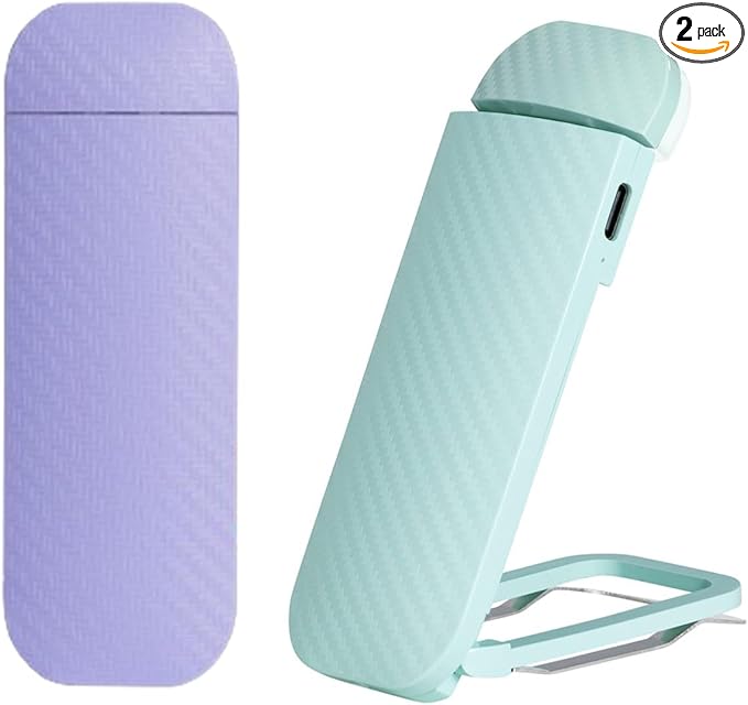 Book Reading Light, 2 Pack Rechargeable Clip on Booklight, Eye Caring 3 Color Temperatures & 5 Brightness Levels, Night Use for Bed, Long Lasting, Reading at Night in Bed, Purple+Light Blue