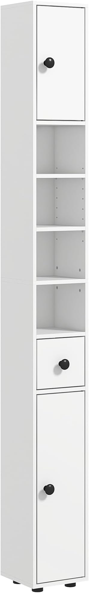 kleankin 71" Tall Bathroom Storage Cabinet, Narrow Freestanding Toilet Paper Cabinet with Open Shelves, 2 Door Cabinets, Adjustable Shelves for Kitchen, Hallway, Living Room, White