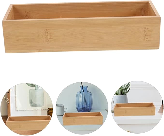 Cabilock 3pcs Organizer Stylish Natural Wood Storage Trays for Kitchen Bathroom Office Desk Minimalist Design for Clutter Spaces