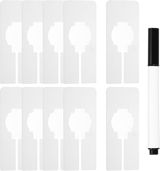 uxcell Clothes Dividers,10 Pack Rectangle Closet Rack Dividers Clothing Rack Size Dividers Blank Labels with Marker Pen Writable & Reusable for Hanging Clothes Sorting Size, White