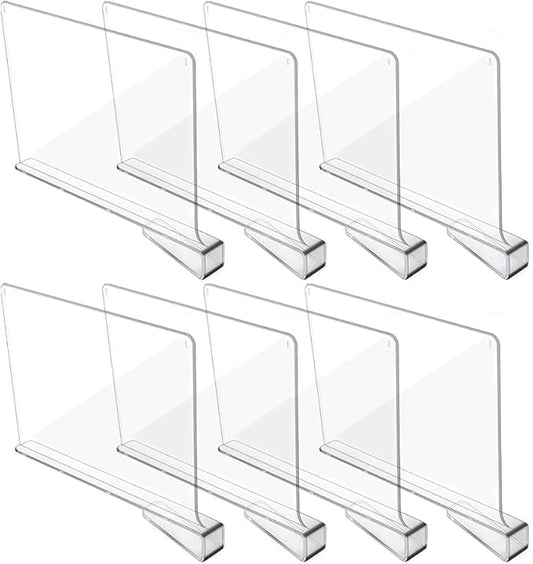 Acrylic Shelf Dividers for Closet Organization, Closet Shelf Organizer Closet Separator for Wood Shelves Clear Shelf Dividers for Closets (8 Pack)