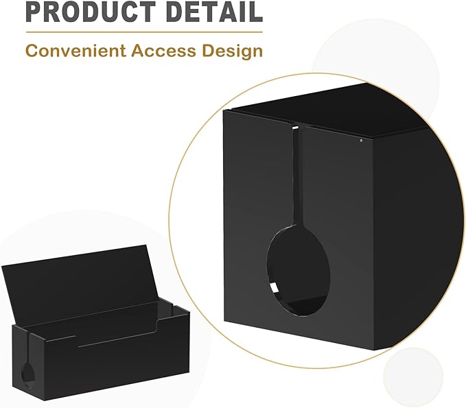 Cable Cord Organizer Box, 2 Open Slots Cords Hider Box, Under Desk Power Strip Organizer and Floor Cables Storage, Black