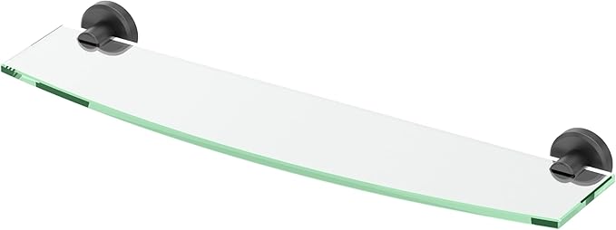Gatco 5456MX Locke Glass Shelf, Matte Black/Wall Mounted 20.13" X 5.38" Tempered Glass/Floating Rectangle Glass Shelf for Bathroom