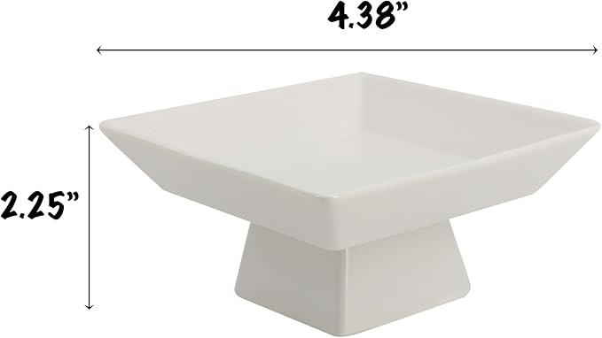 COLLECTIVE HOME - Ceramic Jewelry Tray, Decorative Geometric Jewelry Dish, Luxurious Trinket Tray with High Base, Birthday Mother's Day for Women (Square Matte)