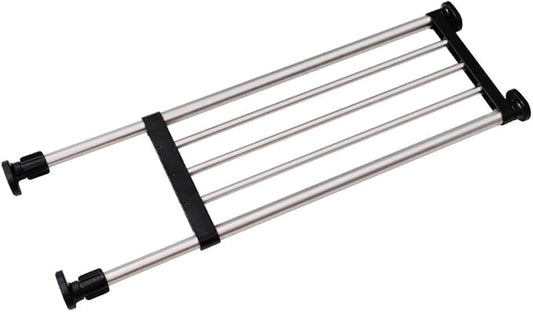 BAOYOUNI Expandable Shelf Closet Tension Rod Adjustable Shelving Unit Storage Rack Organizer Hanger Space Saving Divider for Wardrobe, Cupboard, Kitchen, Bathroom Use, Black