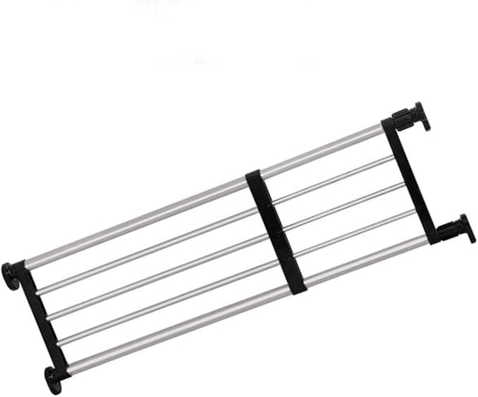 BAOYOUNI Expandable Closet Shelf Tension Rod Clothes Hanger Storage Rack Adjustable DIY Shelving Unit Cabinet Kitchen Bathroom Divider Separator Organizer, Black