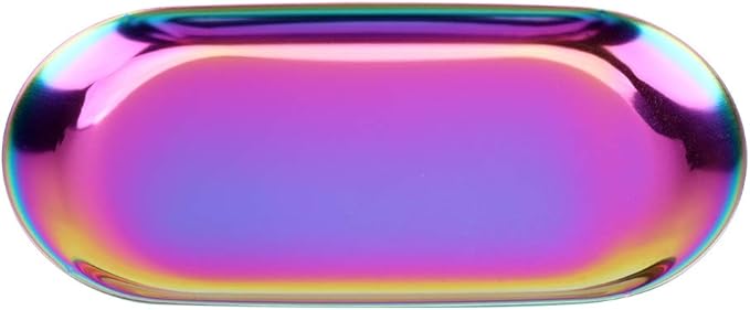 Rengue Nordic Style Stainless Steel Storage Tray, Soft Brass Finish, 9.1x3.7 Inches, Jewelry and Cosmetics Organizer for Home or Office Nordic Style Stainless Steel Storage Tray, Nan (L)