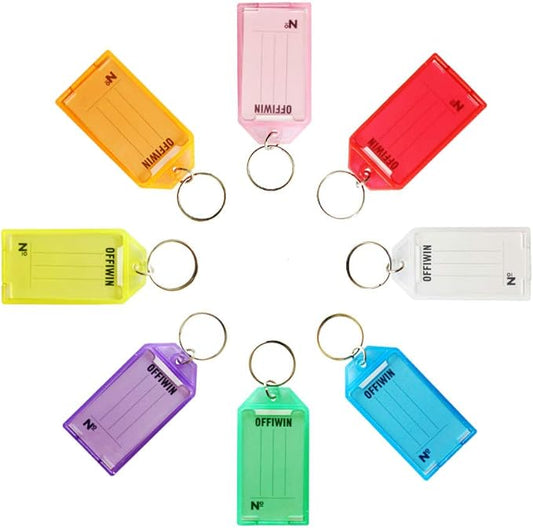 120 PCS PP Plastic Key Tags Identifier ID Labels with Split Ring Label Window, Assorted Colors for Home Offices Key Chains Bunches of Keys Pet ID Tags Luggage Tag USB Flash Drives Rental