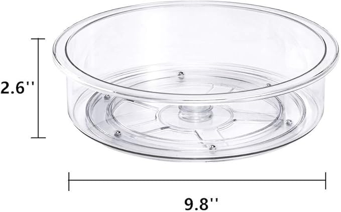 Slideep 9.8'' Round Lazy Susan Rotating Turntable Food Storage Container for Cabinet, Pantry, Refrigerator, Countertop, Spinning Organizer for Spices, Condiments, Baking Supplies
