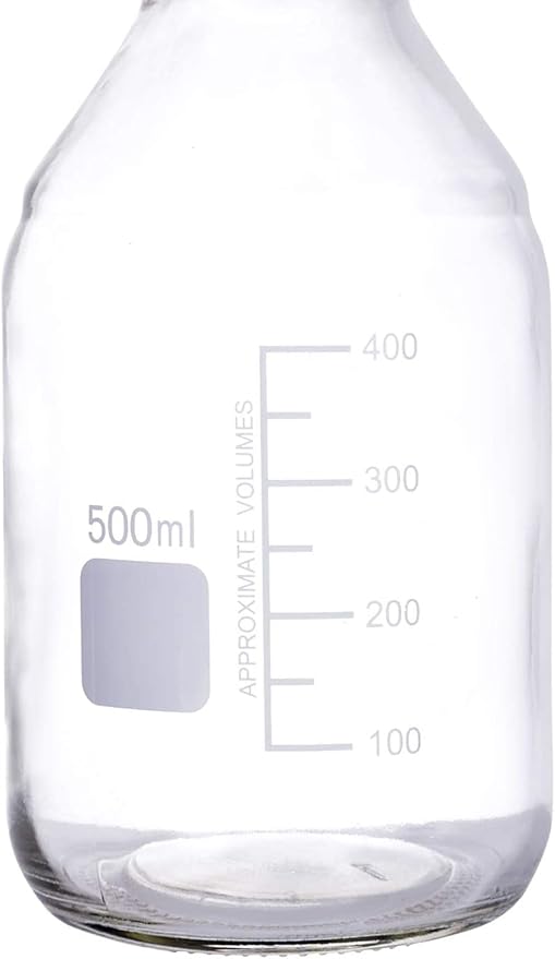 Lab Media Storage Round Bottles Graduated Glass Container GL45 Screw Cap Leakproof Multi-Purpose for Scientific — pack of 8 (Blue,500ml)