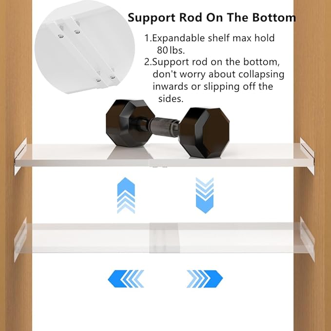 Large Expandable Wardrobe Shelves, Heavy-Duty Metal Closet Shelf Wardrobe Shelves Organizer System, Under Sink, 15.7''W, 3Pack