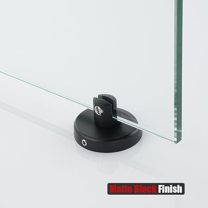 JQK Corner Glass Shelf Black, Bathroom 304 Stainless Steel Shower Triangle Floating Wall Shelf, 10 x 10 Tempered Glass, 3 Pack, TGS190L10-PB-P3