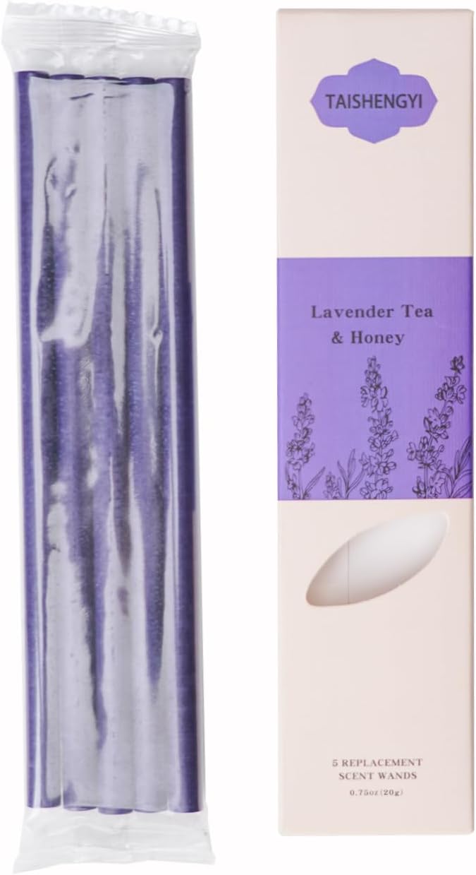 Non-Toxic Air Freshener Stix - Natural Essential Oils Infused, 30 Days Long-Lasting Freshness, 5 Pcs 6" Per Pack for Car Home Office，Ceramic Base not Included (Lavender Tea and Honey)