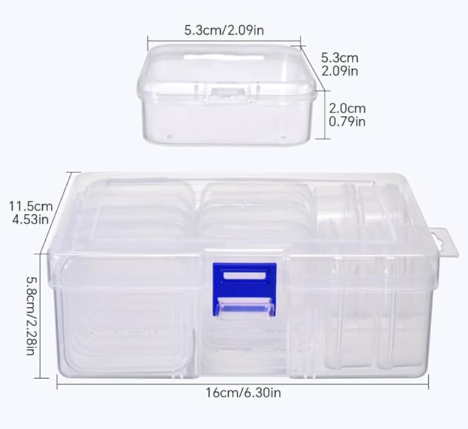 Bead Storage Box Clear Plastic Organizer Containers with Hinged Lids for Bracelet Making Nail Art Seed Beads Stack Craft Case Travel-Friendly Design (14pcs)
