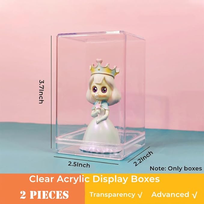 Small Acrylic Box, Clear Box with Lid 2 Pack Transparent Display Box Plastic Square Cube Containers Storage Box for Birthday Valentine's Day Party Favor Candy Pill and Tiny Jewelry