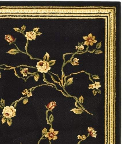 SAFAVIEH Lyndhurst Collection Runner Rug - 2'3" x 8', Black, Traditional Floral Design, Non-Shedding & Easy Care, Ideal for High Traffic Areas in Living Room, Bedroom (LNH220A)
