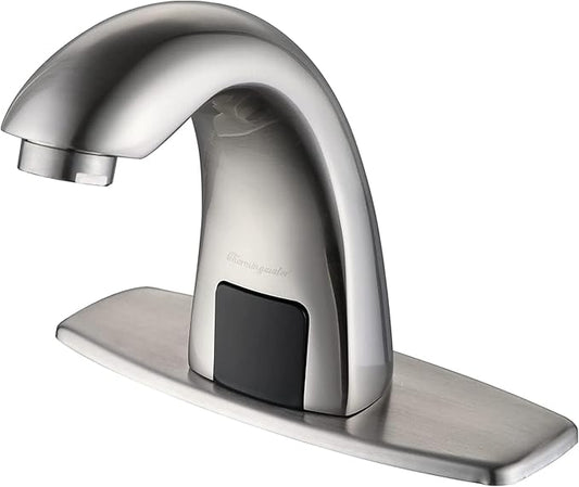 Charmingwater Touchless Bathroom Sink Faucet with Automatic Sensor, Motion Bathroom Faucet with Hole Cover Plate, Brushed Nickel