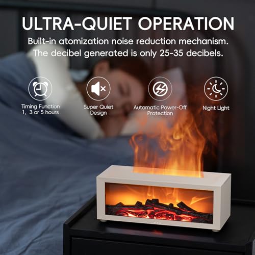 YALEDI Essential Oil Diffuser, 7 Colors Fireplace Flame Fire Oil Diffuser, 150ml Ultrasonic Aromatherapy Humidifier, Scent Diffuser with Remote Control & Timer for Home,Bedroom,Off - Image 5