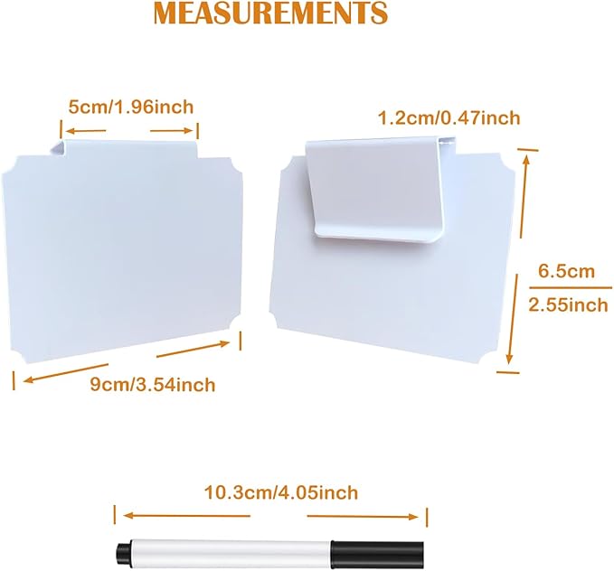 Erasable Label Clips - 12 White PVC Bin Tags with 2 Chalk Markers | Reusable Basket Clips for Pantry, Warehouse & Home Organization, Eco-Friendly Chalkboard Labels