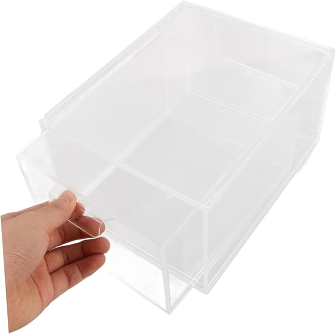 3pcs Clear Stackable Drawer Organizer Bins for Makeup and Daily Items Transparent Storage Easy for Use
