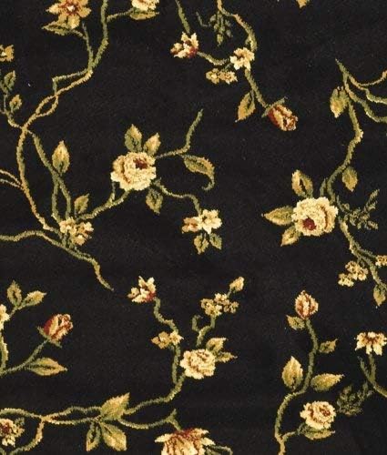SAFAVIEH Lyndhurst Collection Area Rug - 5'3" Round, Black, Traditional Floral Design, Non-Shedding & Easy Care, Ideal for High Traffic Areas in Living Room, Bedroom (LNH220A)