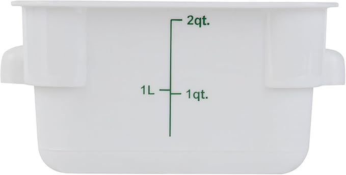 Restaurantware Food Storage Container 10 Pack of 2 qt Plastic Kitchen Storage Bin with Volume Markers Space-Efficient Design Dishwasher-Safe Polypropylene White