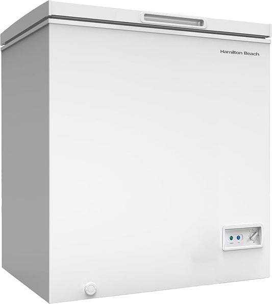 Hamilton Beach, Chest Deep Freezer, 7 Cu. Ft. Capacity, Adjustable Thermostat-Removable Vinyl Coated Wire Basket-Easy Defrost Drain, White