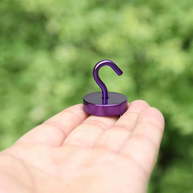 Neosmuk Magnetic Hooks, Cruise Ship Essentials, 8lb+ Heavy Duty Magnetic Hooks for Cruise Cabins, Refrigerator, Grill, Hanging, and Travel | Extra Strong Must-Haves Magnet Hook,Purple