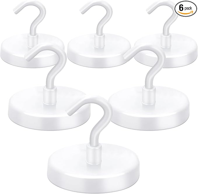 LOVIMAG Cruise Essentials, 170Lbs Cruise Door Magnets, White Magnet Hooks for Cruise Cabin Strong Magnetic Hooks for Hanging, Refrigerator, Celling -6 Pack