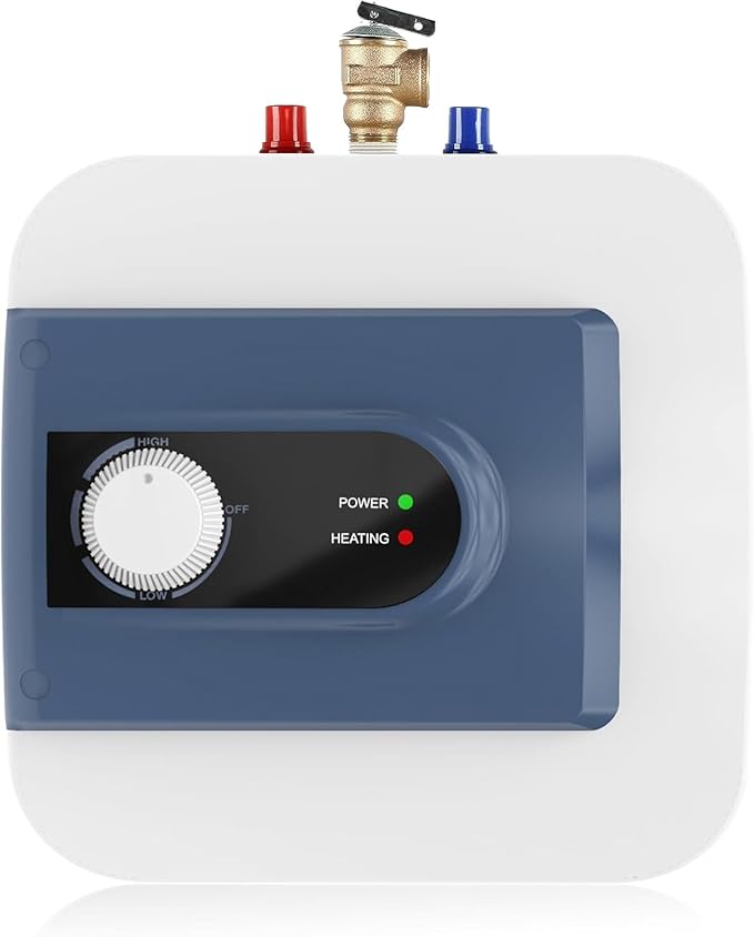 Electric Mini Tank Water Heater, 8Gallon Under Sink On Demand Hot Water Heater, Wall or Floor Mounted, 1500W Point of Use Instant Hot Water for RV Kitchen Bathroom Restaurant