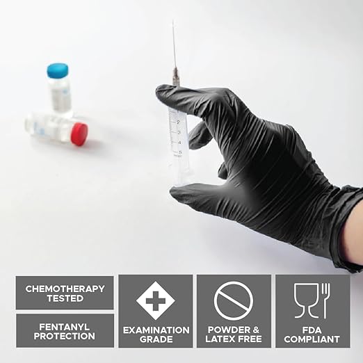 BioSkin Nitrile Exam Grade Disposable Gloves, 6 Mil - X-Large | Powder-Free, Chemical + Puncture Resistant, Textured | for Medical, Industrial, Janitorial, Food Service (Box of 100)