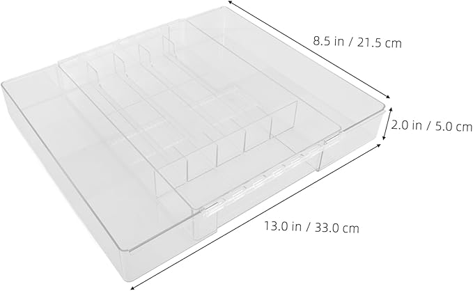 STOBAZA Multipurpose Silverware Organizer Compartment Drawer Organizer Telescopic Storage Box Acrylic Cutlery Holder