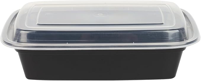 Restaurantware-Asporto 38 Ounce Take Out Containers, 100 Food Containers With Lids - Microwavable, Disposable, Black Plastic To Go Boxes For Food, No BPA, For Take Out And Delivery