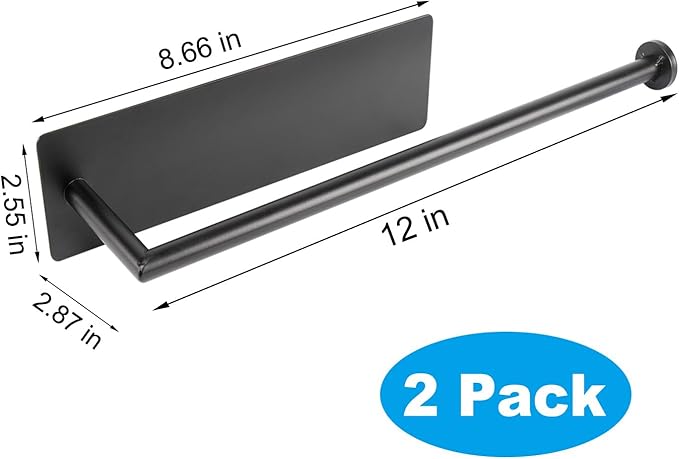 RedCall 2 Pack Magnetic Paper Towel Holder for Fridge,Black Kitchen Towel Holder for Refrigerator/BBQ Grills/Griddles Toolbox/RV,Powerful Magnetic Towel Bar,Kitchen Bathroom Organizers and Storage