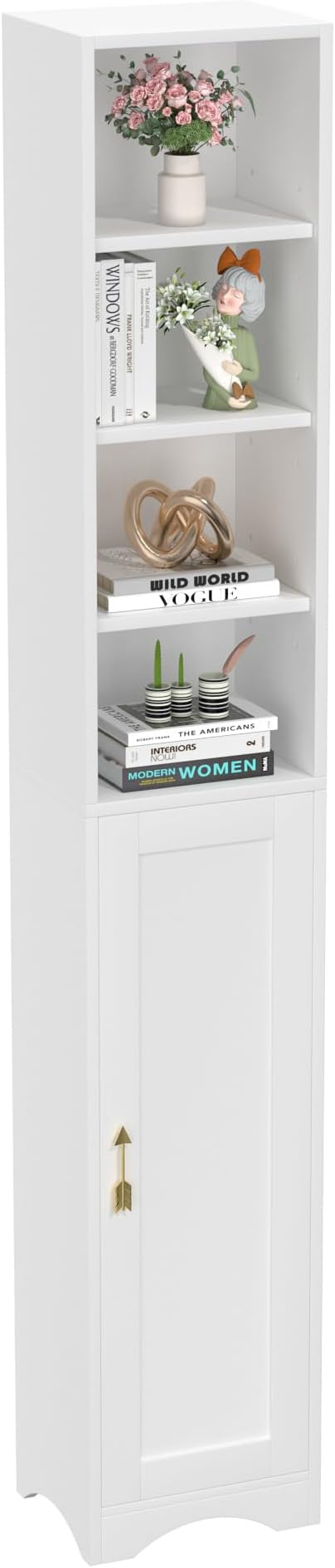 VECELO 71 Inch Tall Storage Cabinet - 6 Adjustable Shelves, Bottom Enclosed Storage, Elevated Moisture-Proof Base, Organizer for Bathroom Kitchen Pantry-White