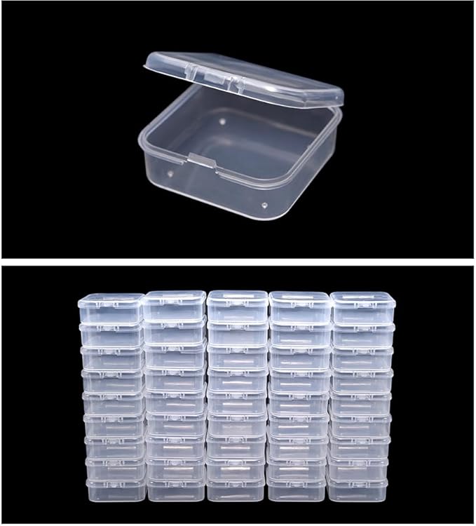 Bead Storage Box Clear Plastic Organizer Containers with Hinged Lids for Bracelet Making Nail Art Seed Beads Stack Craft Case Travel-Friendly Design (45pcs)