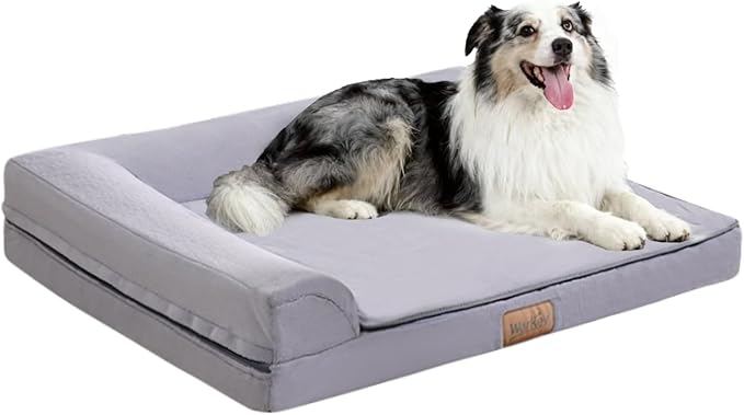 Dog Bed Large Sized Dogs, Orthopedic Dog Sofa Pet Bed, Waterproof Memory Foam Dog Bed, Large Dog Couch Bed with Washable Removable Cover, Grey - 35x27.95x6.3in