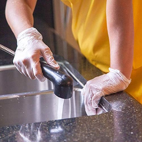 SAFE HANDLER Industrial Vinyl Gloves | Latex Free, Powder Free, Multi Purpose, Cleaning, For Work or For Home, Disposable Gloves, 100 per box (1 box)