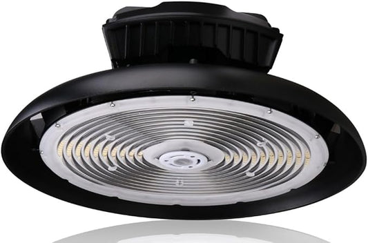 RuggedGrade 150W - Titan V HO Series LED High Bay UFO Light/M-Sensor - 56,000 Lumens - High Voltage 277-480V - 5000K Bright White - Wattage Selectable 150W/120W/100W - Outdoor Light - DLC 5.1 Premium