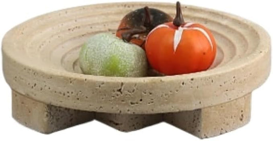 Modern Marble Tray Set - Minimalist Home Decor for entryway, Hotel, Showroom - Geometric Marble Storage Bowl for Essentials and Decorations(Beige3)