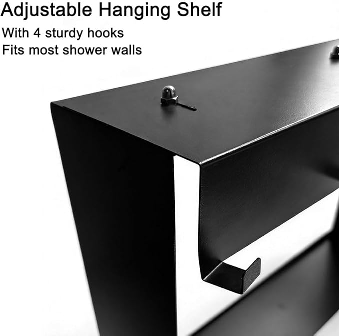 Over the Door Shower Caddy for Glass Door – 20"x16" Stainless Steel Hanging Shelf with Hooks, No-Drilling Frameless Shower Organizer, Rust-Proof Bathroom Storage for Towels & Toiletries