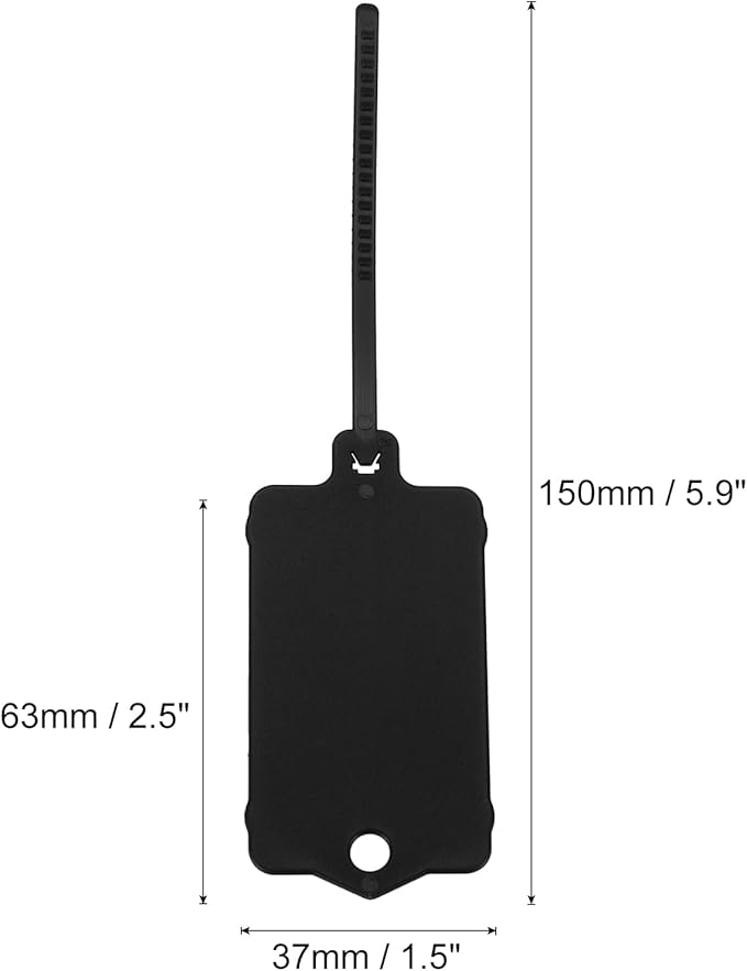 MECCANIXITY Plastic Tags, 1.5x2.5 Inch Black, 25 Packs