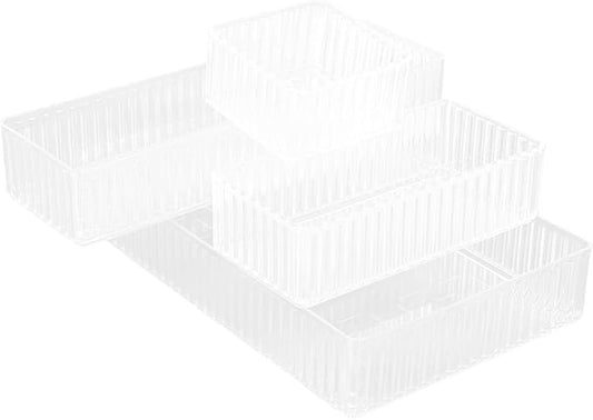 Angoily 18pcs Clear Acrylic Drawer Organizers Stackable Storage Bins for Desktop Office and Craft Supplies Multi-use Transparent Containers for Space-saving Organization