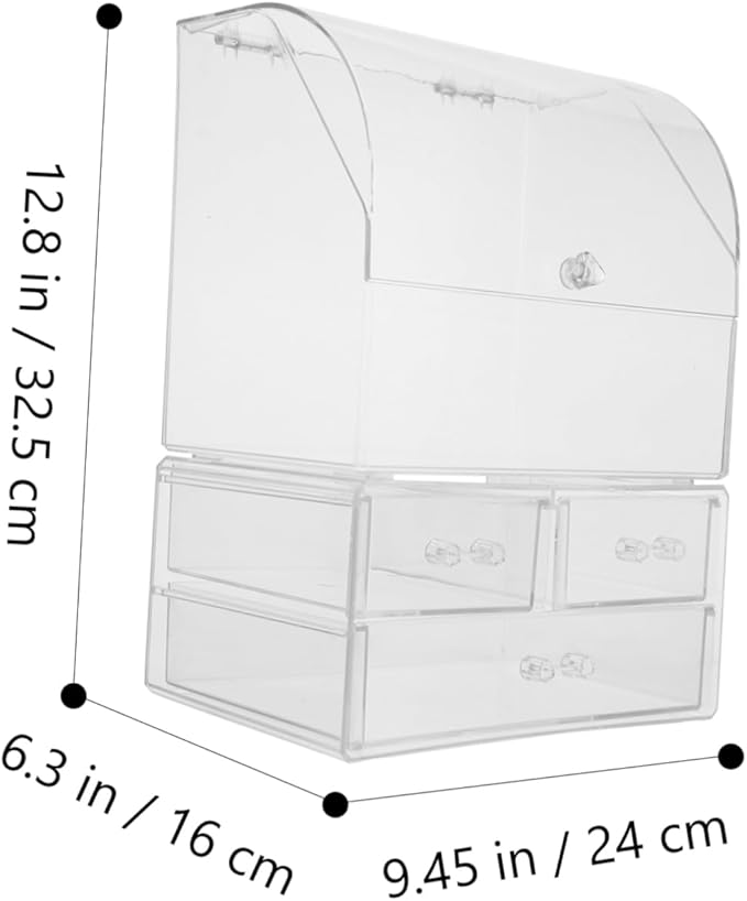 Acrylic Makeup Storage Box Lid Desktop Organizer for Cosmetic and Beauty Products Large Dustproof Drawer Type Design for Vanity and Bathroom Use