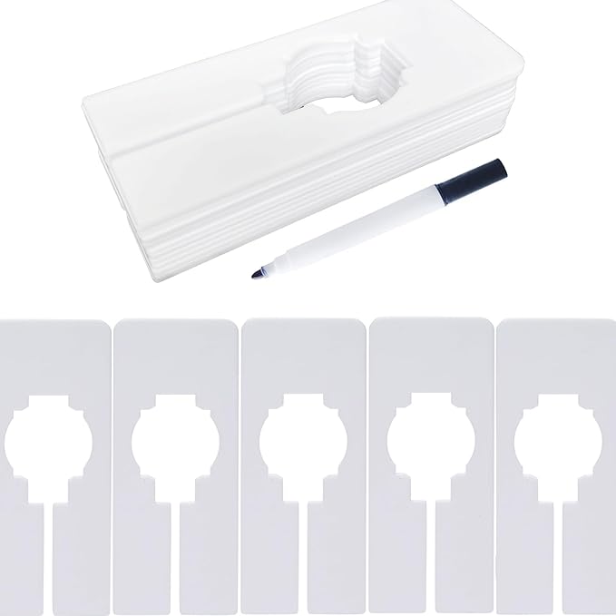 30 Pcs Dividers for Hanging Clothes, Clothing Plastic Rack Size Dividers Rectangular Reusable Closet Separators Closet Labels dividers Closet Clothes Dividers(White)