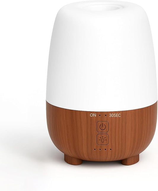 Rechargeable Battery Essential Oil Diffuser 150ML, Portable Cordless Aromatherapy Diffuser, 7-Color LED Light, 7 Hours Run Time, Quiet Design, Safe Auto Shut-Off, for Office, Home, Outdoor