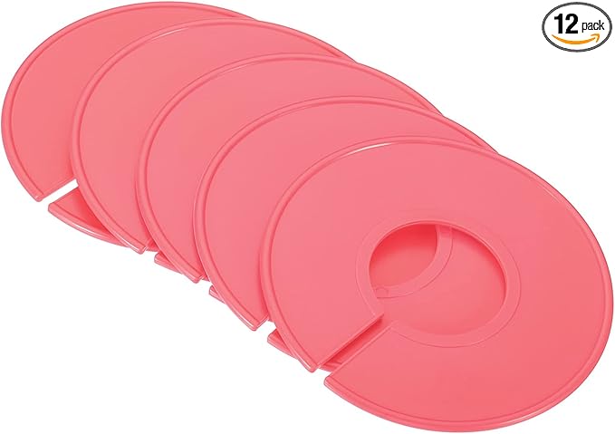 PATIKIL Clothes Dividers, 12 Pack Closet Clothing Rack Size Dividers Blank Labels Sorting Round Separator for Closet, Red