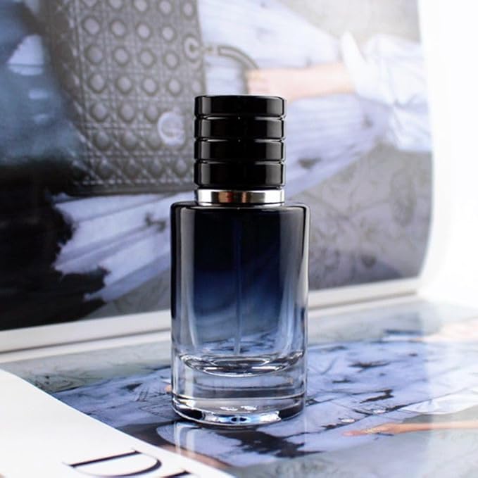 Empty Perfume Bottle Refillable 8PCS Glass Clear Gradient Blue Travel Spray Atomizer Container Perfume Fine Mist Spray Pump Bottles Dispenser for Essential Oil Liquid (Cylinder Blue 50ml-8PCS)