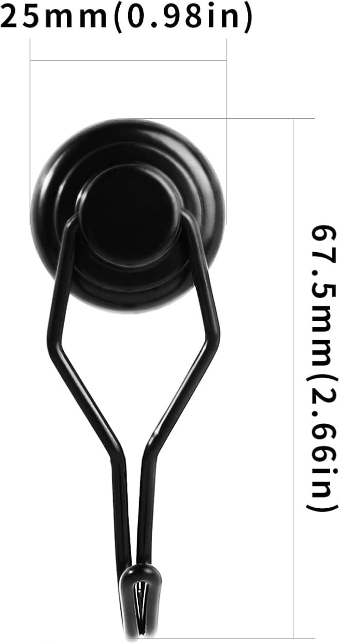 E BAVITE Swivel Swing Black Magnetic Hooks, 80lbs Heavy Duty Neodymium Magnet Hook with Black Epoxy Coating for Refrigerator, Cruise, BBQ Grill Tools etc, 2.66in in Length, Pack of 8