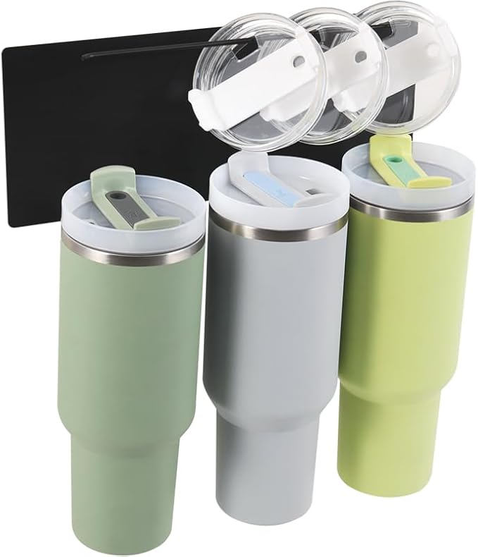 2 Pack Heavy Duty Magnetic Cup Holder for Stanley 40oz&30oz Tumblers - Space Saving Fridge Organizer with Integrated Lid Organizer